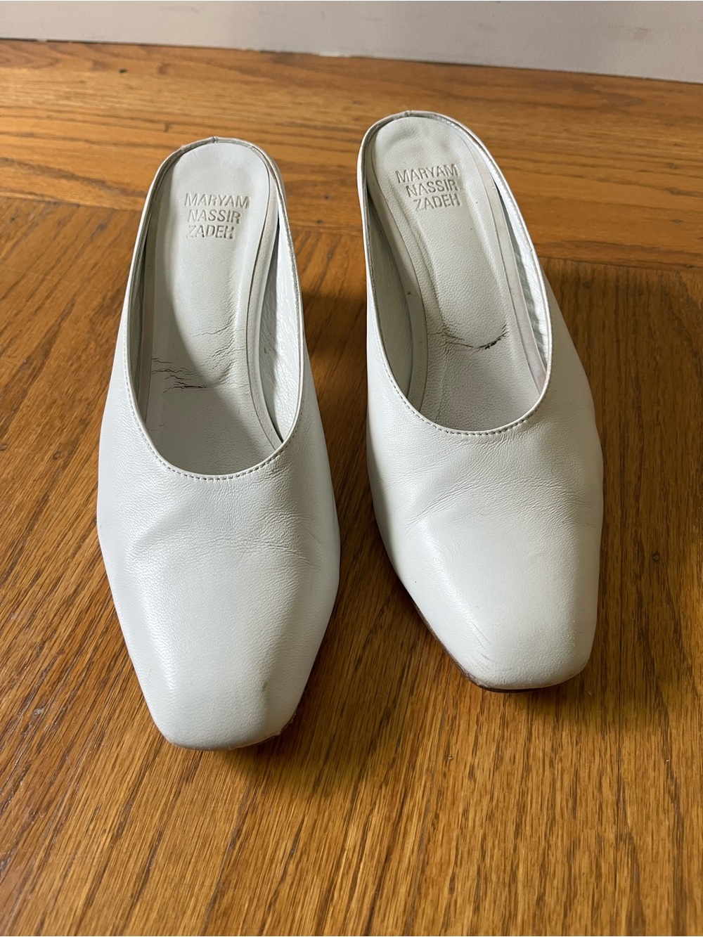 Maryam Nassir Zadeh White Leather Slip-On Mule shoes heels 36